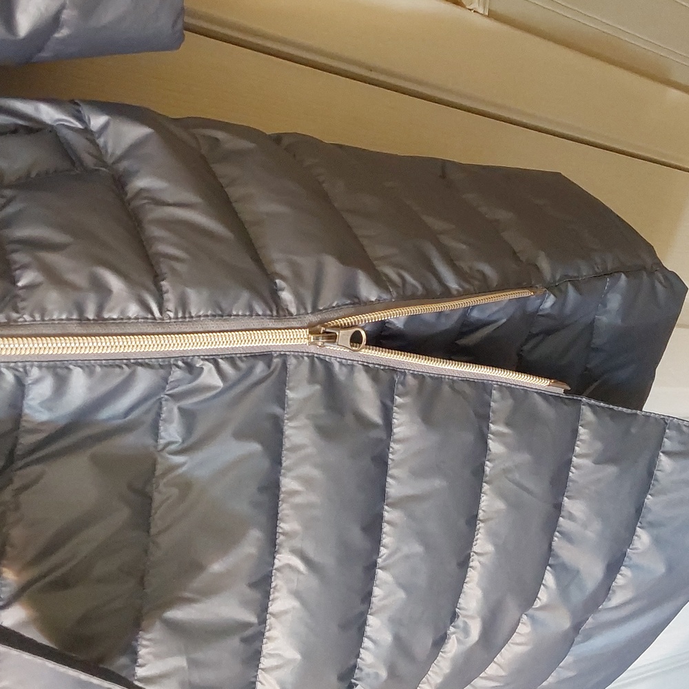 Venus long Metallic Puffer Coat Slate blue/grey - Picture 4 of 8